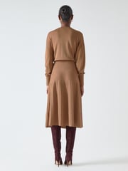 LK Bennett Brown Blakely 2-In-1 Ottoman Skirt Knit Dress - Image 2 of 5