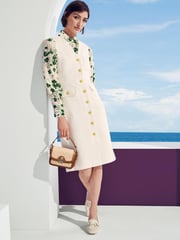 LK Bennett White/Green Vita Check Tweed Pocket Detail Dress - Image 1 of 2