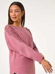 Roman Pink Hotfix Embellished Sleeve Knit Jumper - Image 4 of 5