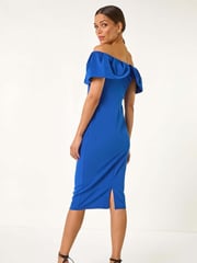Roman Blue Scuba Bardot Stretch Midi Dress - Image 3 of 5