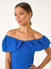 Roman Blue Scuba Bardot Stretch Midi Dress - Image 4 of 5