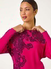 Roman Pink Henna Print Hotfix Detail Knit Jumper - Image 1 of 5