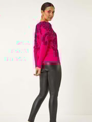 Roman Pink Henna Print Hotfix Detail Knit Jumper - Image 3 of 5