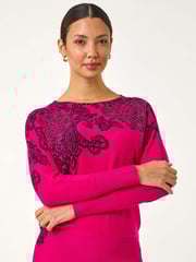 Roman Pink Henna Print Hotfix Detail Knit Jumper - Image 4 of 5