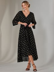 Jolie Moi Black Plain Gold Spot Chiffon Dress - Image 5 of 5