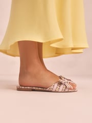 Pink Floral Tabitha Simmons x Next Mae Open Toe Bow Mule Sandals - Image 2 of 8
