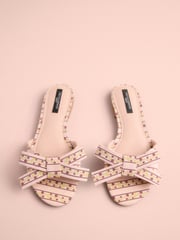 Pink Floral Tabitha Simmons x Next Mae Open Toe Bow Mule Sandals - Image 7 of 8