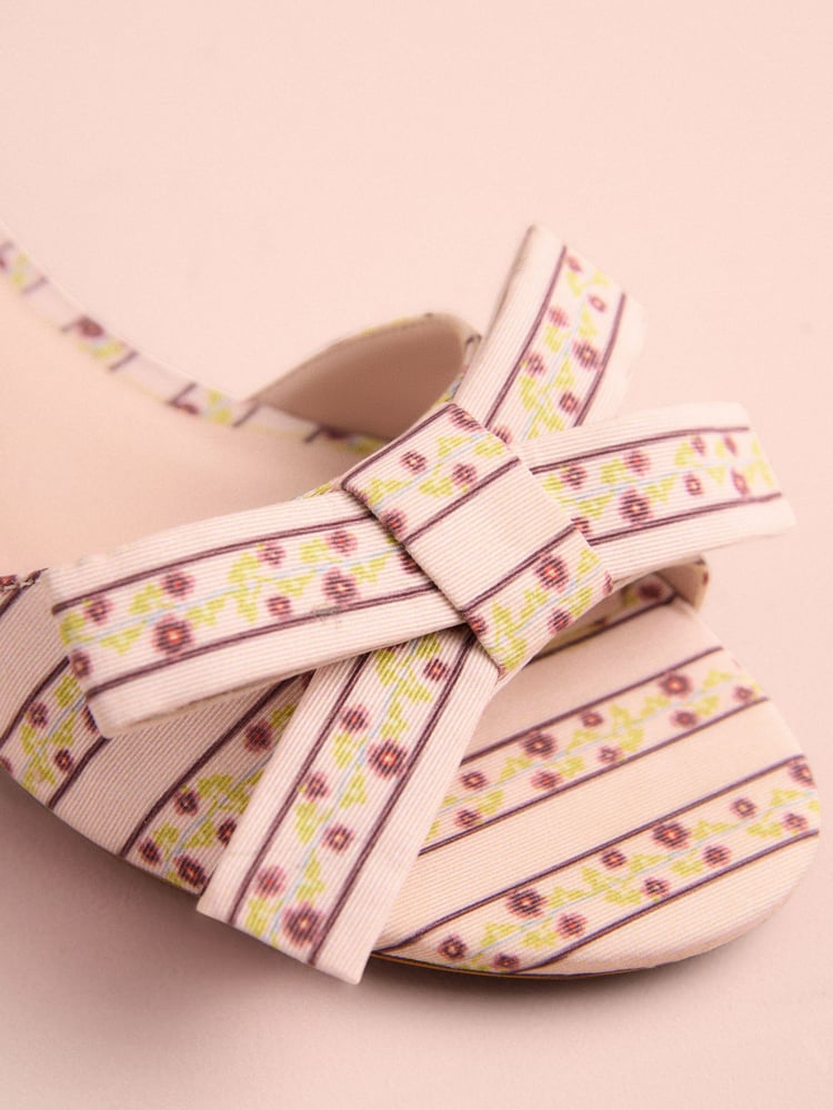 Pink Floral Tabitha Simmons x Next Mae Open Toe Bow Mule Sandals - Image 8 of 8