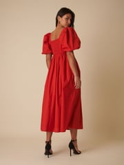 Nobodys Child Red "Nova Puff Sleeve Smock Midi Dress " - Image 4 of 5
