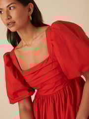 Nobodys Child Red "Nova Puff Sleeve Smock Midi Dress " - Image 5 of 5