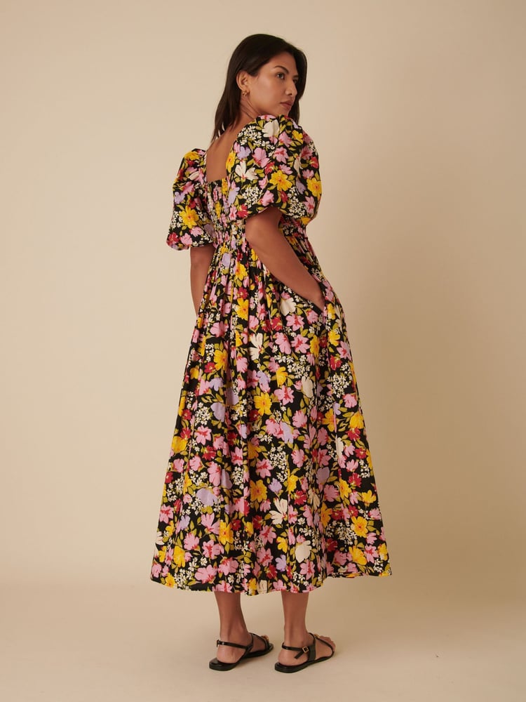 Nobodys Child Black "Nova Puff Sleeve Smock Midi Dress " - Image 2 of 4