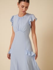 Nobodys Child Blue Seren Open Back Ruffle Detail Midi Dress - Image 5 of 5
