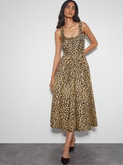 Monsoon Animal Sicily Leopard Print Midi Dress - Image 1 of 5