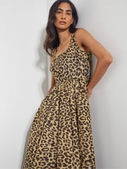 Monsoon Animal Sicily Leopard Print Midi Dress - Image 2 of 5