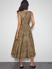 Monsoon Animal Sicily Leopard Print Midi Dress - Image 3 of 5