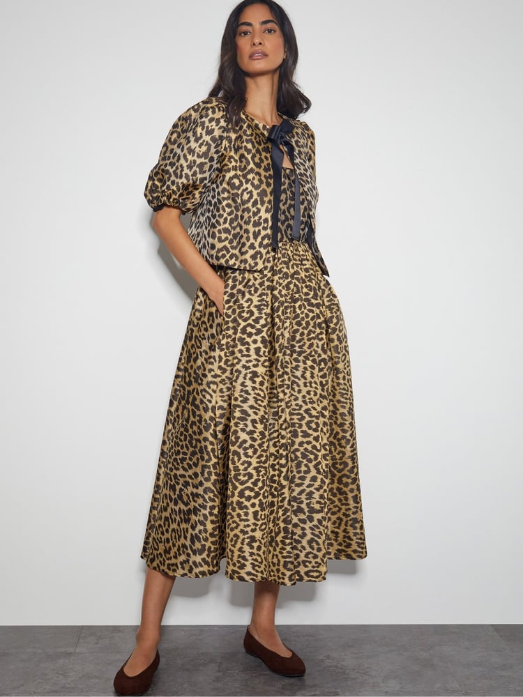 Monsoon Animal Sicily Leopard Print Midi Dress - Image 5 of 5