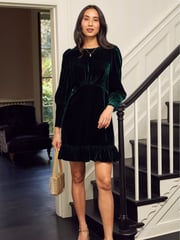 Aspiga Green Esmee Velvet Mini Dress - Image 1 of 7