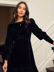 Aspiga Green Esmee Velvet Mini Dress - Image 4 of 7