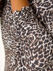 Roman Brown Petite Animal Print Twist Detail Midi Dress - Image 5 of 5