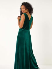 Roman Green Petite Cowl Neck Velvet Maxi Dress - Image 3 of 5
