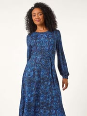 Roman Blue Petite Abstract Paisley Print Midi Dress - Image 2 of 5