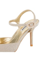 Dune London Glitter Gold Standard Fit Channel Y Back Open Court Heels - Image 6 of 6