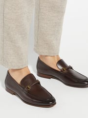 Dune London Brown Scilly Woven Trim Loafers - Image 1 of 6
