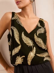 Love & Roses Black Metallic V-Neck V-Back Vest - Image 2 of 4