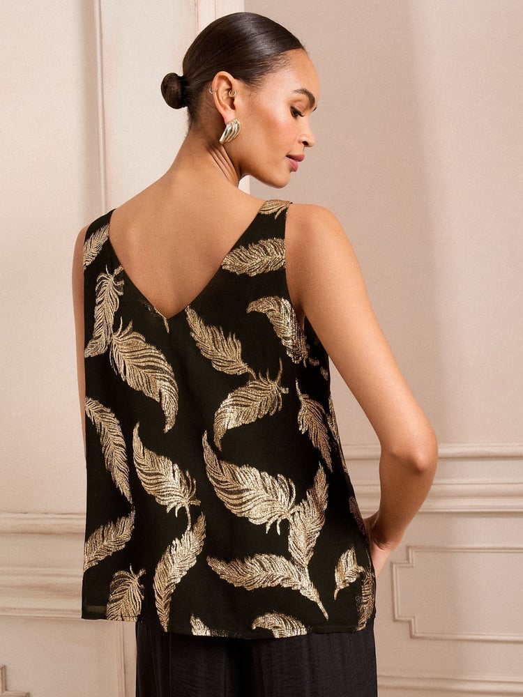 Love & Roses Black Metallic V-Neck V-Back Vest - Image 4 of 4