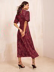 Friends Like These Red Twist Front Keyhole Midi Dress - Image 4 of 4