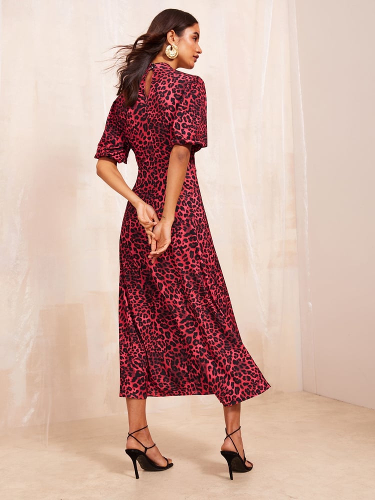 Friends Like These Red Twist Front Keyhole Midi Dress - Image 4 of 4