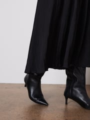 Mint Velvet Black Satin Crinkle Maxi Skirt - Image 3 of 7