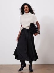 Mint Velvet Black Satin Crinkle Maxi Skirt - Image 5 of 7