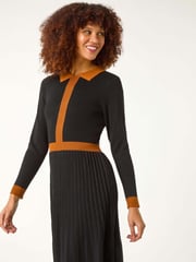 Roman Black Contrast Collar Knitted Dress - Image 1 of 5