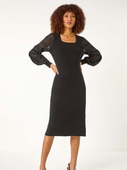 Roman Black Lace Sleeve Knitted Dress - Image 3 of 5