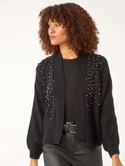 Roman Black Pearl Embellished Cardigan - Image 1 of 5