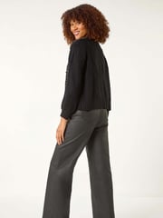 Roman Black Pearl Embellished Cardigan - Image 3 of 5