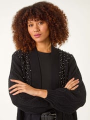 Roman Black Pearl Embellished Cardigan - Image 4 of 5