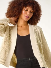Roman Cream Pearl Embellished Cardigan - Image 1 of 5