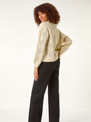 Roman Cream Pearl Embellished Cardigan - Image 3 of 5