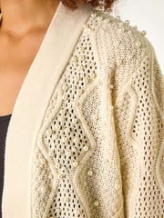 Roman Cream Pearl Embellished Cardigan - Image 5 of 5