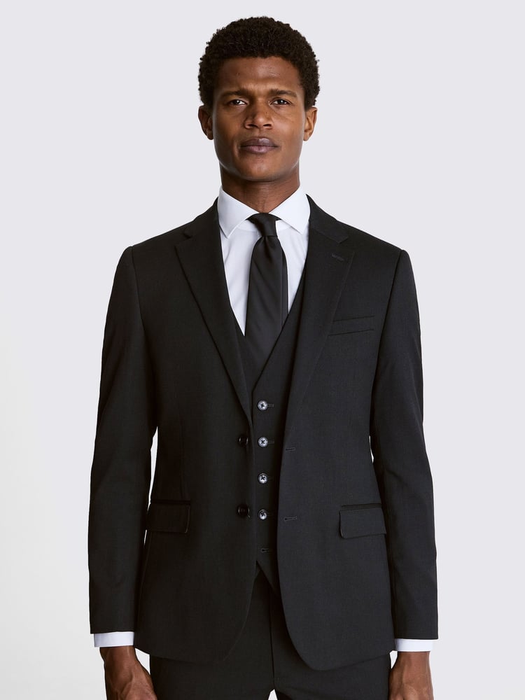 MOSS Black Slim Fit Charcoal Stretch Jacket - Image 1 of 7
