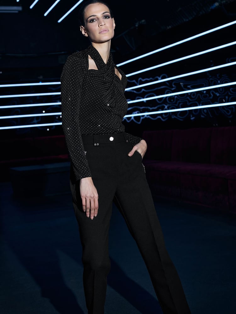 Star by Julien MacDonald Silver Diamante Cut-Out Wrap Top - Image 1 of 6