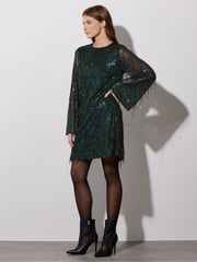Star by Julien MacDonald Green Tassel Sequin Tunic Dress - Image 3 of 6