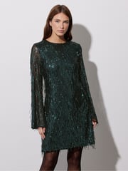 Star by Julien MacDonald Green Tassel Sequin Tunic Dress - Image 5 of 6
