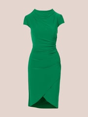 Adrianna Papell Green Tulip Hem Short Dress - Image 6 of 7
