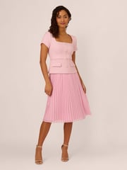 Adrianna Papell Pink Boucle Combo Midi Dress - Image 1 of 7