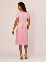 Adrianna Papell Pink Boucle Combo Midi Dress - Image 2 of 7
