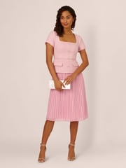 Adrianna Papell Pink Boucle Combo Midi Dress - Image 4 of 7