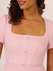 Adrianna Papell Pink Boucle Combo Midi Dress - Image 5 of 7